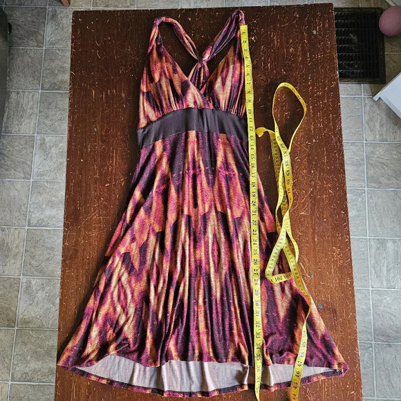 a.n.a Vibrant Summer Dress Orange Pink Brown Large - Picture 8 of 8